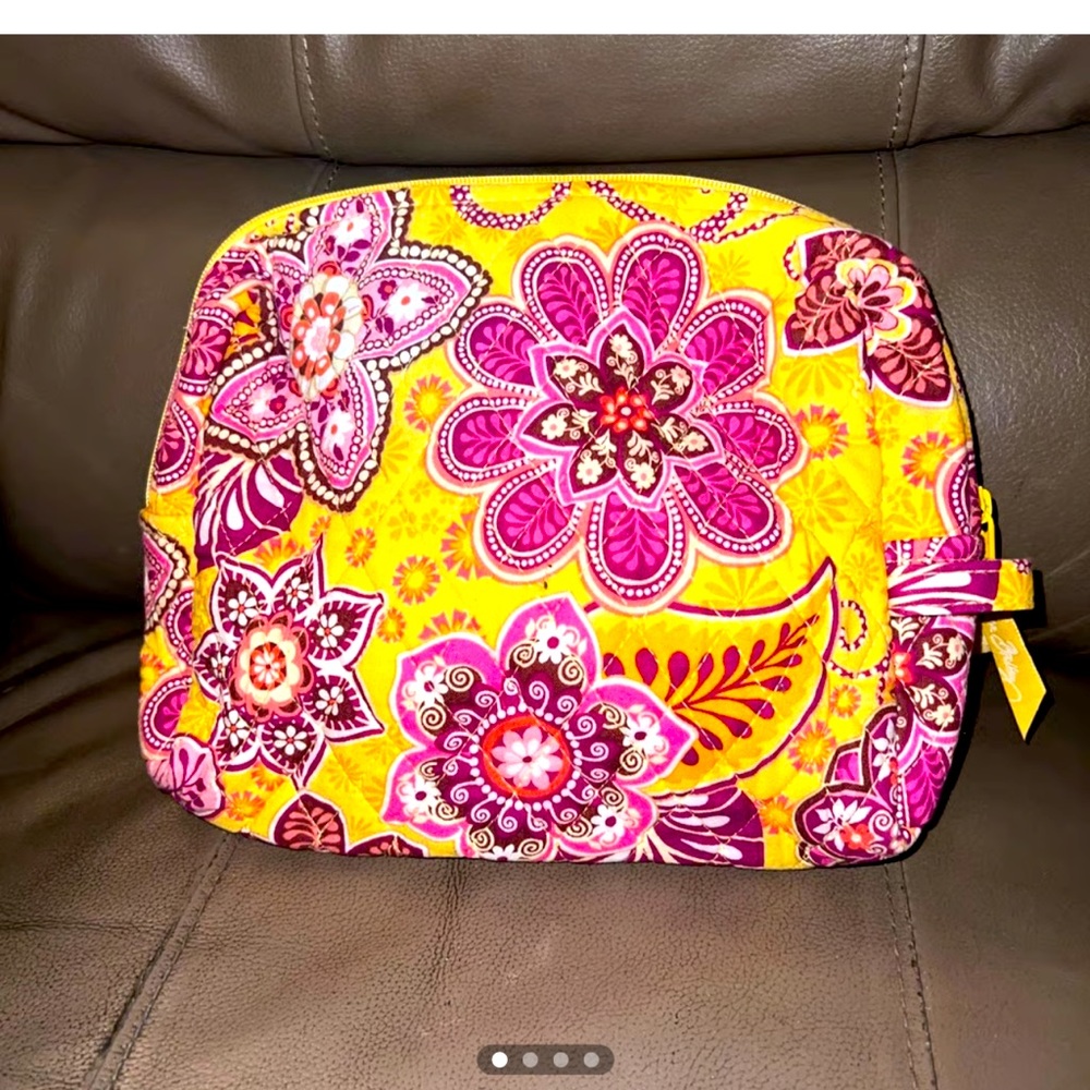 Vera Bradley Yellow and Pink Floral Cosmetic Bag